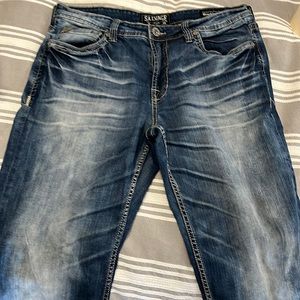 Man’s buckle salvage anarchy jeans